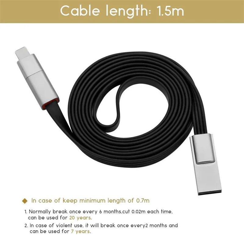Возобновляемых USB кабель для iPhone ремонту мобильных телефонов 1 5 м линия Android Тип C