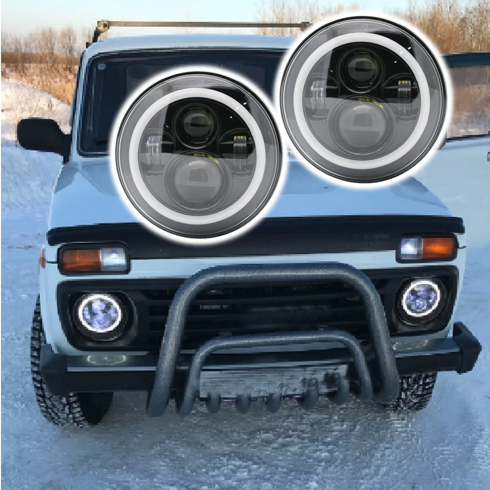 Фара светодиодная круглая для Lada 4x4 Niva7 дюймов 2 шт.|Фара авто в сборе| |