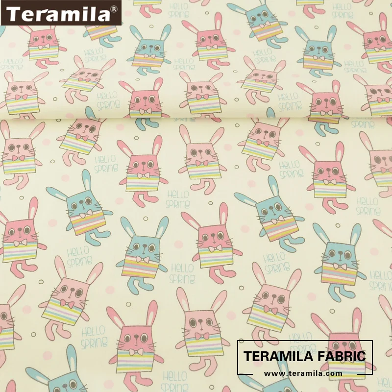Teramila Fabric 100% Cotton Twill Fat Quarter Quilting Material Bed Sheet Home Textile Patchwork Printed Cartoon Rabbits Design|fat quarters|cotton