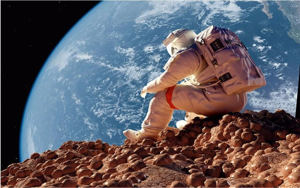 Пользовательские настенные 3d обои астронавтов на moon просмотра земли Настенный