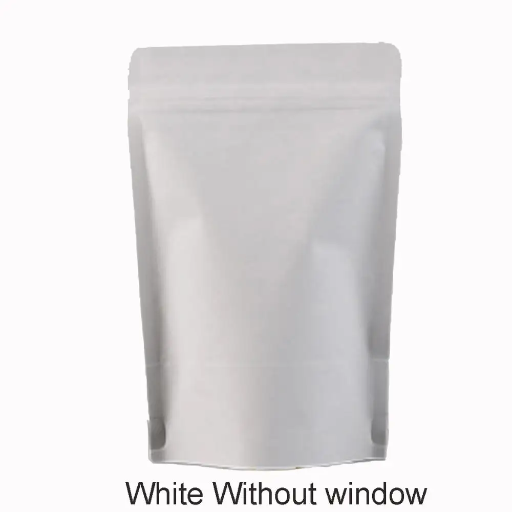White Without window Крафт-бумага, мешок с замком на молнии, стоячий свадебный мешок, Cofee крафт-мешок с замком на молнии, чайный мешок, пищевая упаковка, крафт-молния, 10 шт./лот - Цвет: White Without window