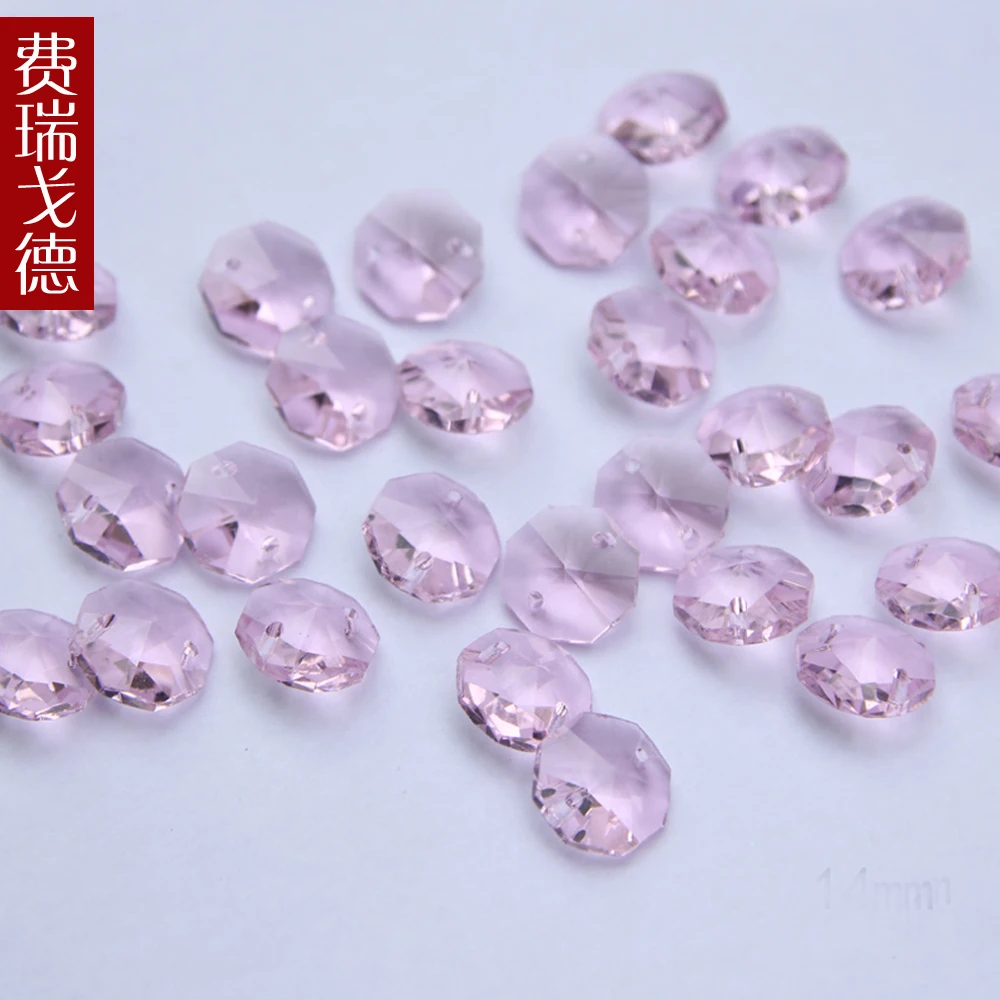 600 pcs розовый 14 мм восьмиугольное стекло бусины кристаллы части для люстры
