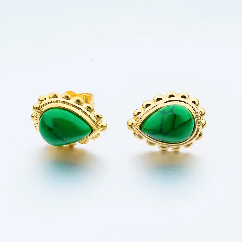 Vietnam Sand Gold jewelry Gem Stone Water Drop-shaped Pins Earrings Women Accessories Wholesale | Украшения и аксессуары
