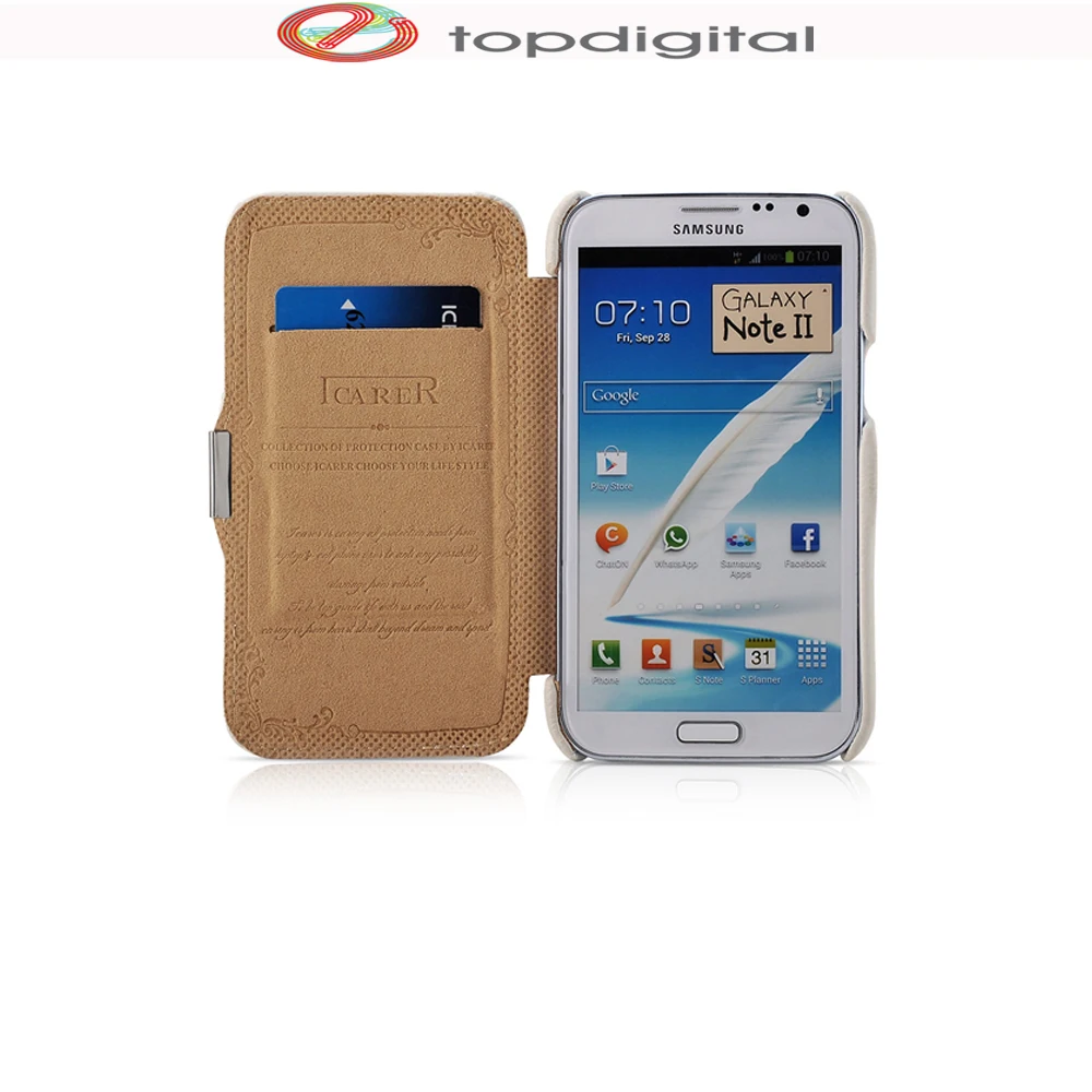 Icarer пояса из натуральной кожи чехол для Samsung Galaxy Note 2 N7100 Note2 Роскошные флип