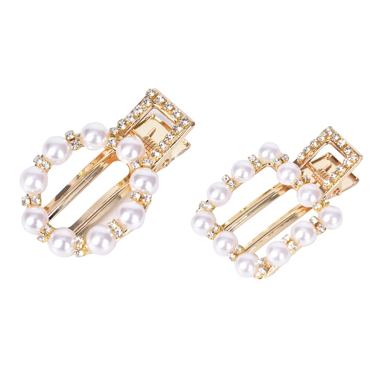 

1pc Sweet Pearl Geometric Rectangle Water Drop Hairclips Metal Gold Sliver Color Hair Clips Hairpins For Girls Women Multi Style