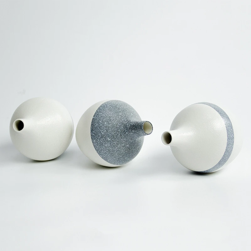 Набор из 3 керамических ваз в японском стиле глазурованная круглая ваза для