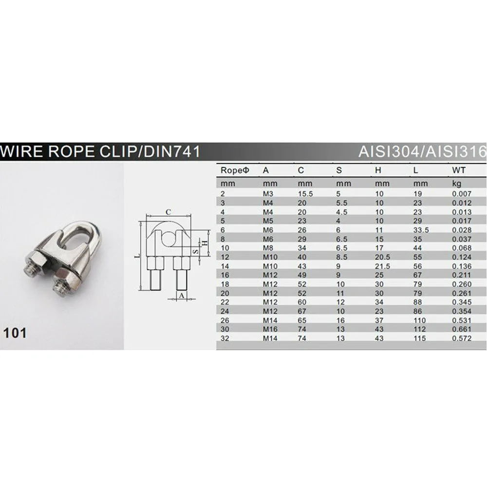 Серебряный зажим для кабеля M20 из нержавеющей стали 304|wire rope clip|rope clipclamping clamp |