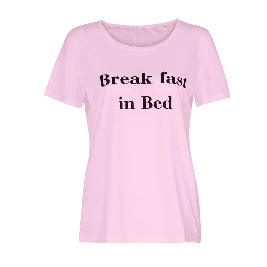 SAGACE модная женская футболка летняя повседневная с круглым вырезом буквенным