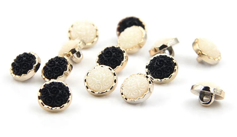 10pcs/lot Resin button sweater rose gold rim flower blouse cardigan 11mm | Buttons