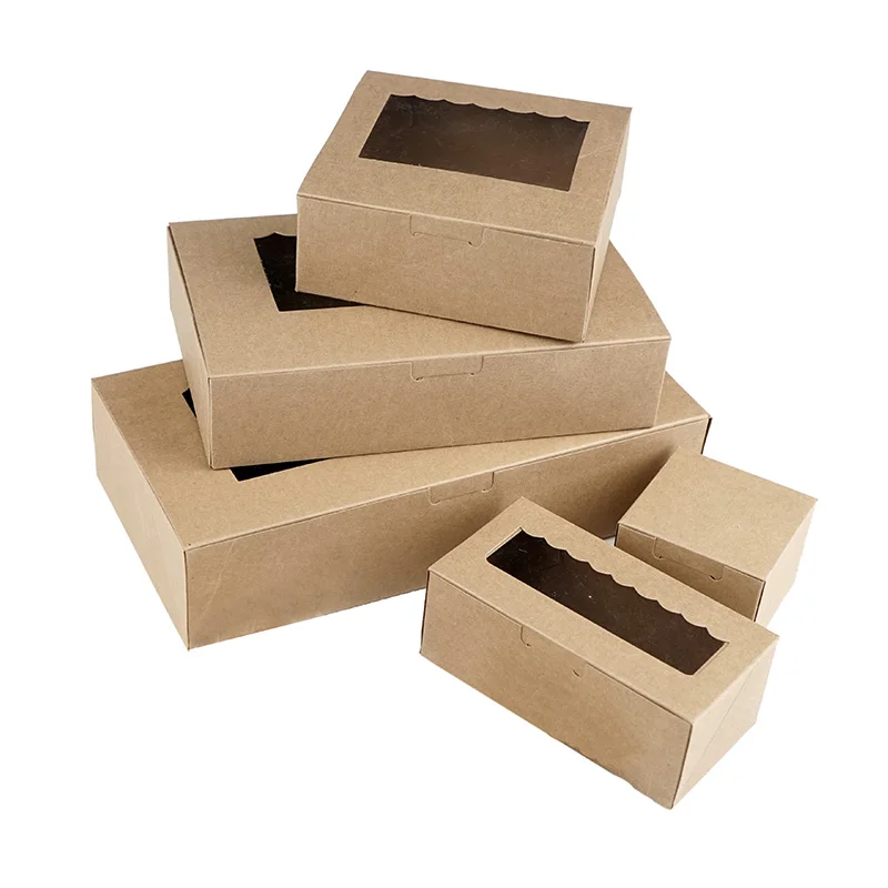 

Joy kraft paper moon cake box 1/2/4/6/8 cake with plastic window,cookie packaging kraft paper box with window