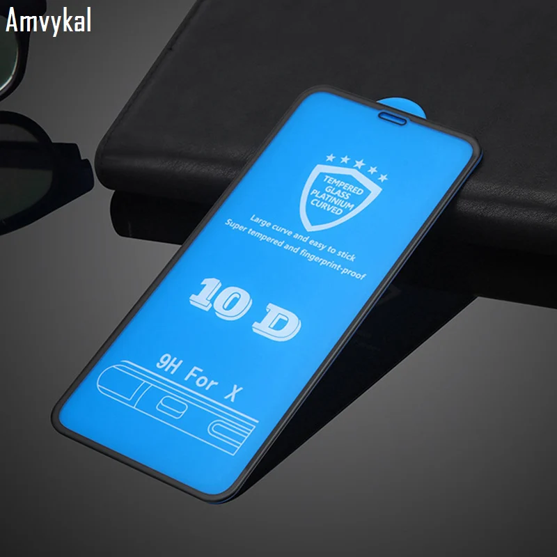 Amvykal для iPhone XR X XS Max 6 7 8 Plus 10D полное покрытие пленка на защитное стекло 10D полное покрытие закаленное стекло протектор экрана