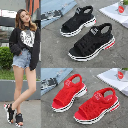 2019 летняя дышащая повседневная женская обувь с открытым носком Корейская версия
