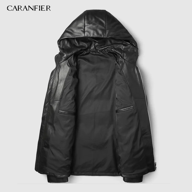 Мужские куртки с капюшоном CARANFIER черная Повседневная мотоциклетная куртка из