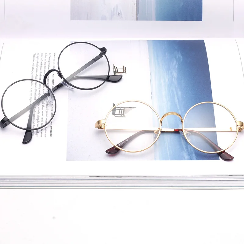 HBK 2019 Ретро винтажные очки с металлической оправой женские круглые линзы плоские
