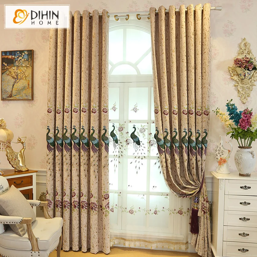 DIHIN HOME Новое поступление Европейский Павлин Вышитые затемняющие шторы для