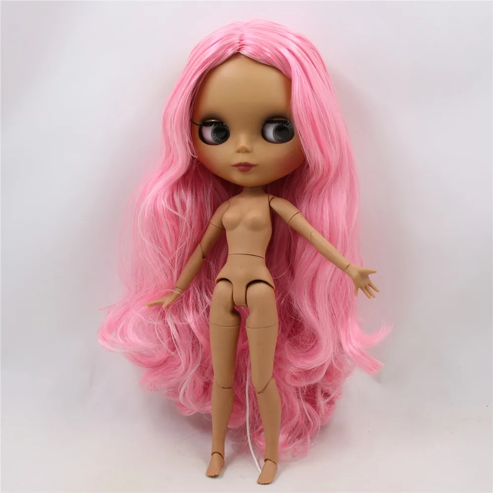 

ICY DBS Blyth Doll 1/6 bjd joint body dark skin matte face pink mix white hair 30cm nude doll girls gift