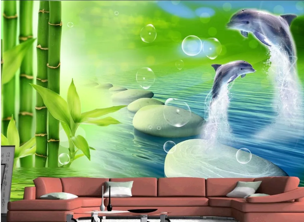 Украшение для дома классические обои стен красивые 3d панно с дельфином из