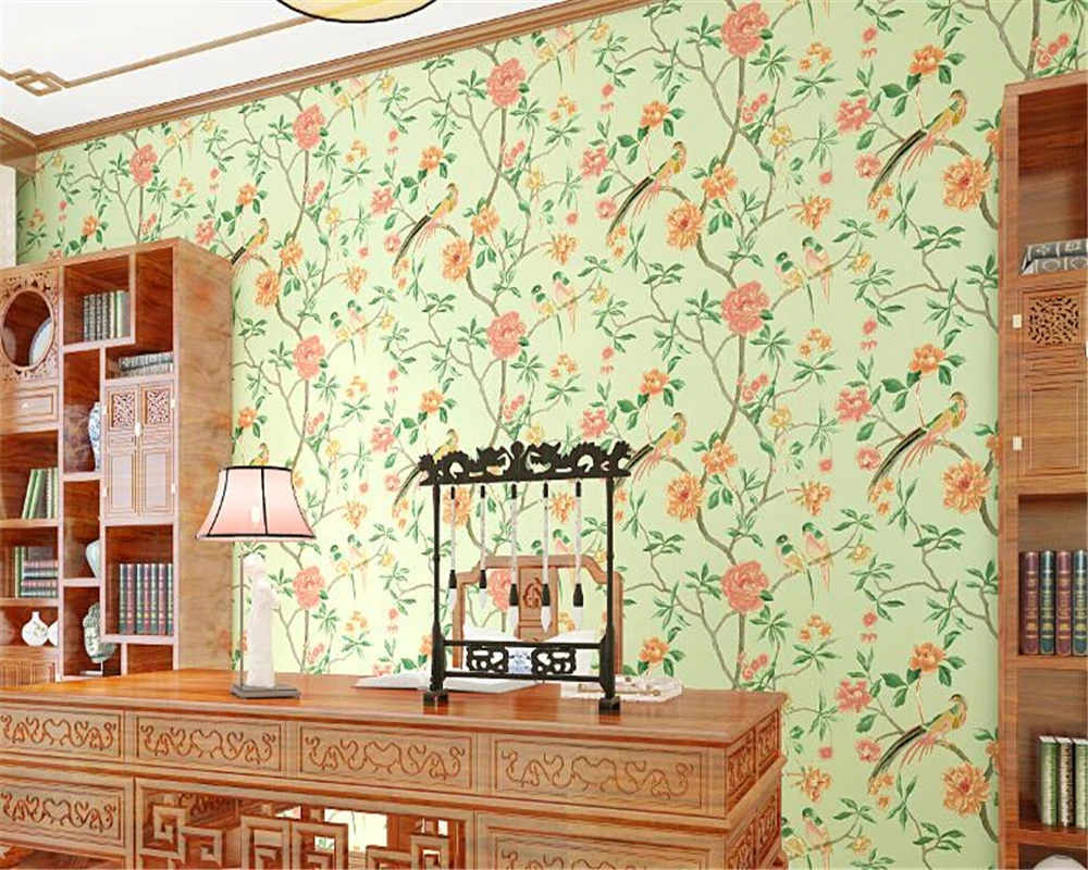 3D обои для гостиной в современном стиле с цветами и птицами Классические