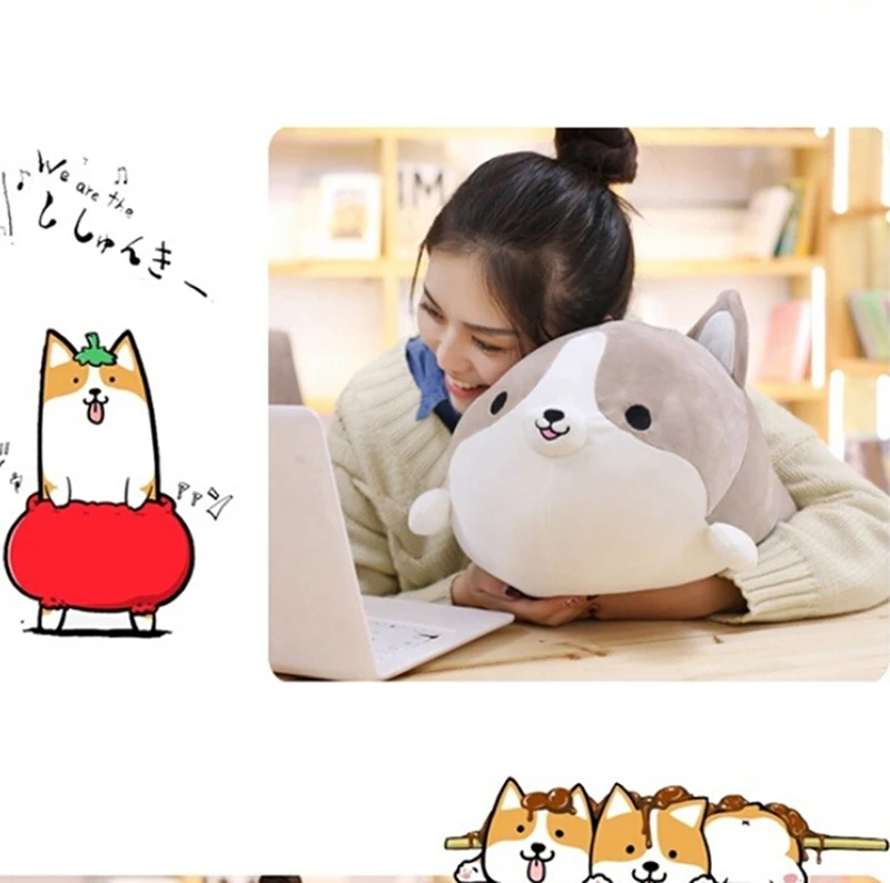 

1pc Soft Corgi Dog Plush Toy Stuffed Animal Pillow Lovely Cartoon Gift for Kids Kawaii Valentine Present for Girls
