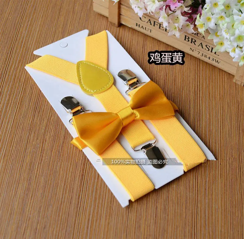 Kids Elastic Suspenders& Bow Tie RetailChildren Matching Tuxedo Suit Boys Girls Costume Adjustable Y-Back Brace Belt for 1-10T - Цвет: 15