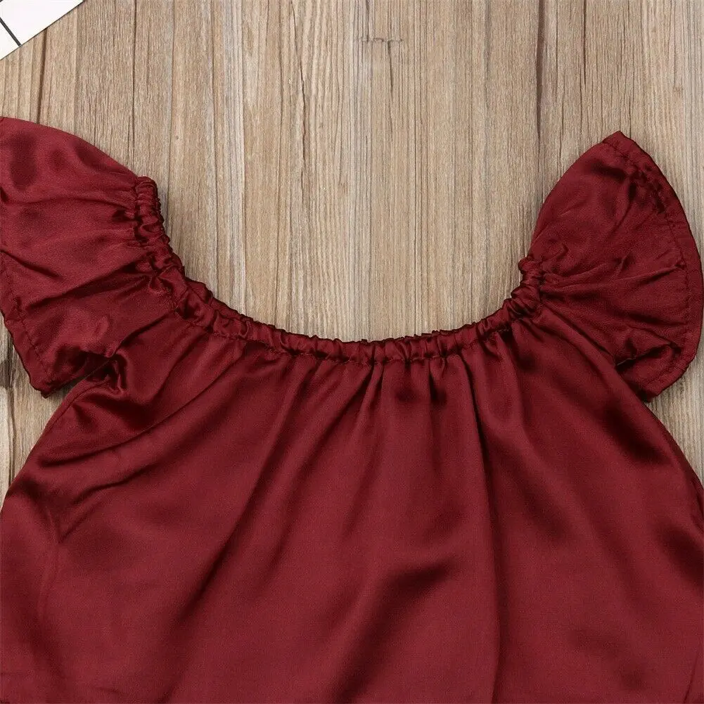 От 1 до 5 лет комплекты одежды для маленьких девочек топы с оборками на бретелях