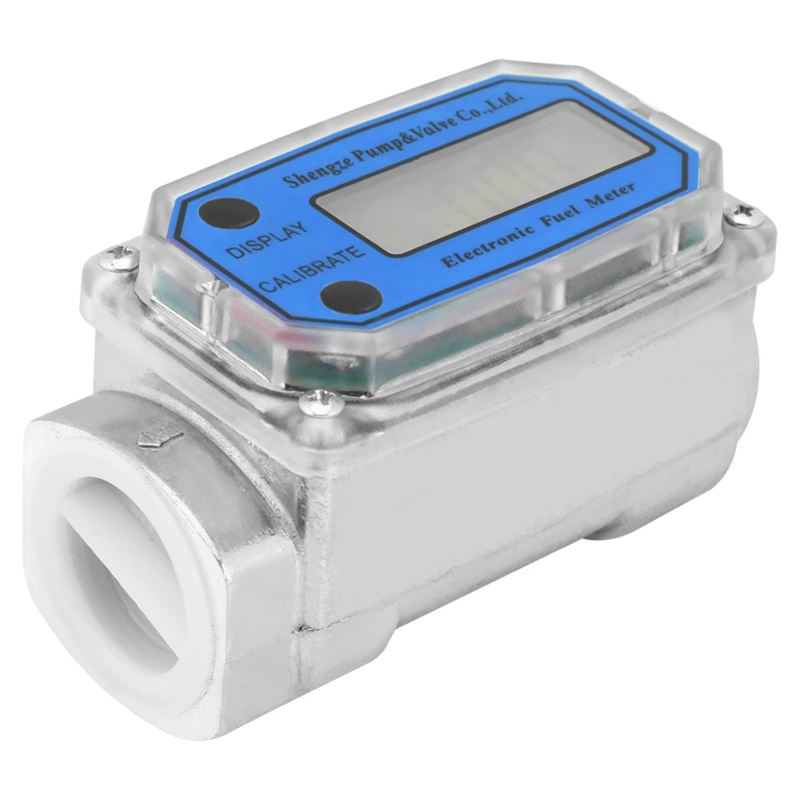 Lcd Digital Flow Meter Turbine Flowmeter Fuel 15-120L For Chemicals Water Sea Adjust Liquid | Инструменты