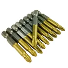 Высококачественная 10 шт. S2 титановая противоскользящая серия, Пневматическая отвертка, комплект с электрической головкой и крестиком