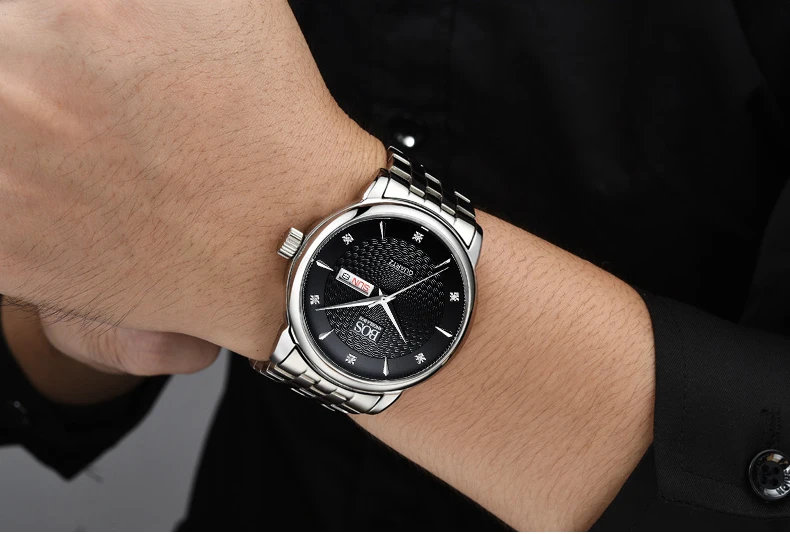 Анжела BOS мода лучший бренд кварцевые наручные часы из нержавеющей стали Мужские