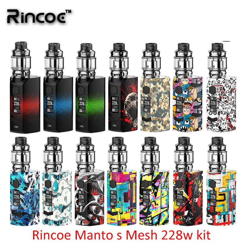 Новейший комплект Rincoe Manto S Mesh 228 Вт набор box mod с 6 мл Metis Mix Tank питание от двух 18650 vs thor