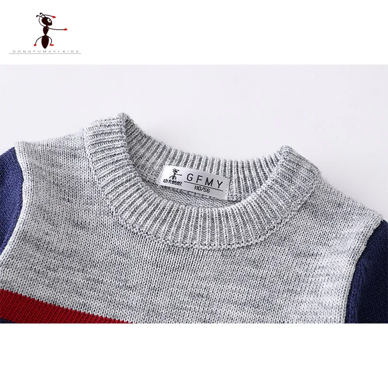 2018 Kung Fu Ant winter Autumn Patchwork Pattern Casual Style Winter Knitted Boys Sweaters for Hot Students 4T-10T Baby Clothes |