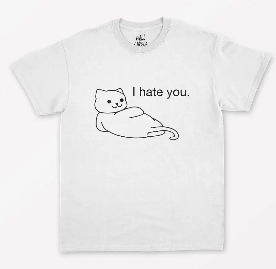 Женская футболка с принтом Cat I Hate You хлопковая Повседневная забавная Футболка для