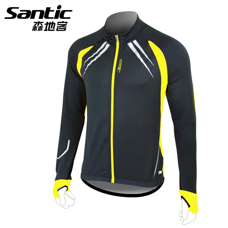 Santic ветрозащитная куртка для велоспорта Флисовая теплая спортивная одежда с