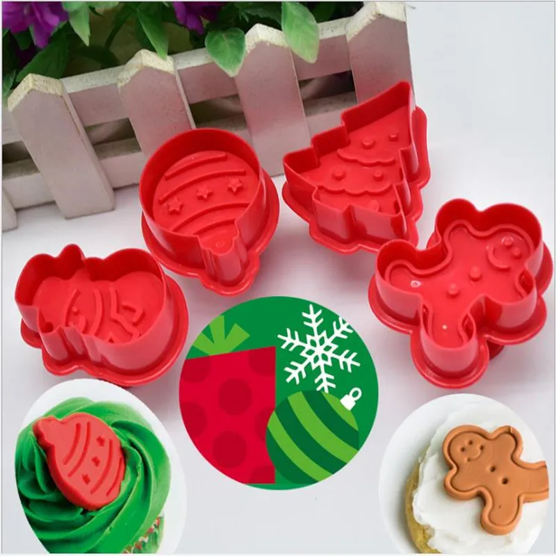 Новые 4 шт. формочки для печенья 3D DIY плунжеры снеговика выпечки пряничного домика