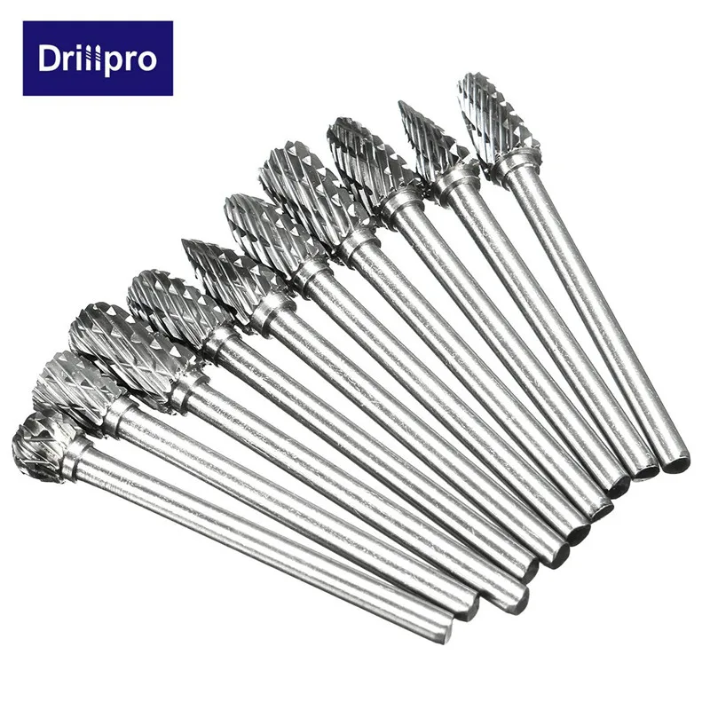 Drillpro шлифовальные инструменты с ЧПУ 10 шт. аксессуары вольфрамовый карбид резак