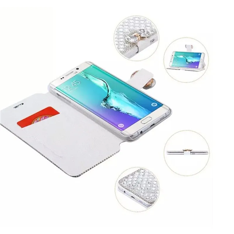 Кожаный чехол-книжка Haissky для Samsung Galaxy S7 edge S6 S5 S4 S3 S8 Plus роскошный чехол со стразами