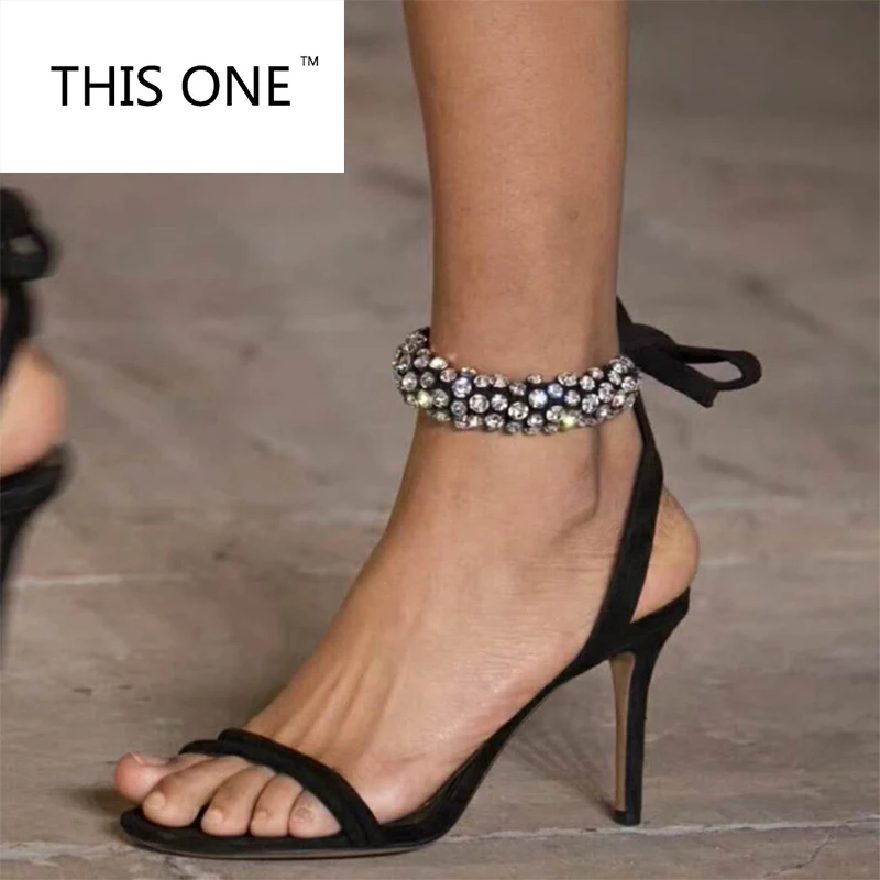 Новинка босоножки на высоком каблуке 8 см женские сандалии гладиаторы из флока с