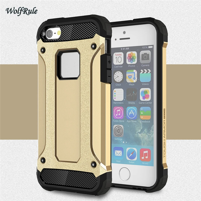 Wolfrule чехол для Apple IPhone 5S случае двойной Слои Броня ТПУ &amp PC бизнес Стиль Fundas