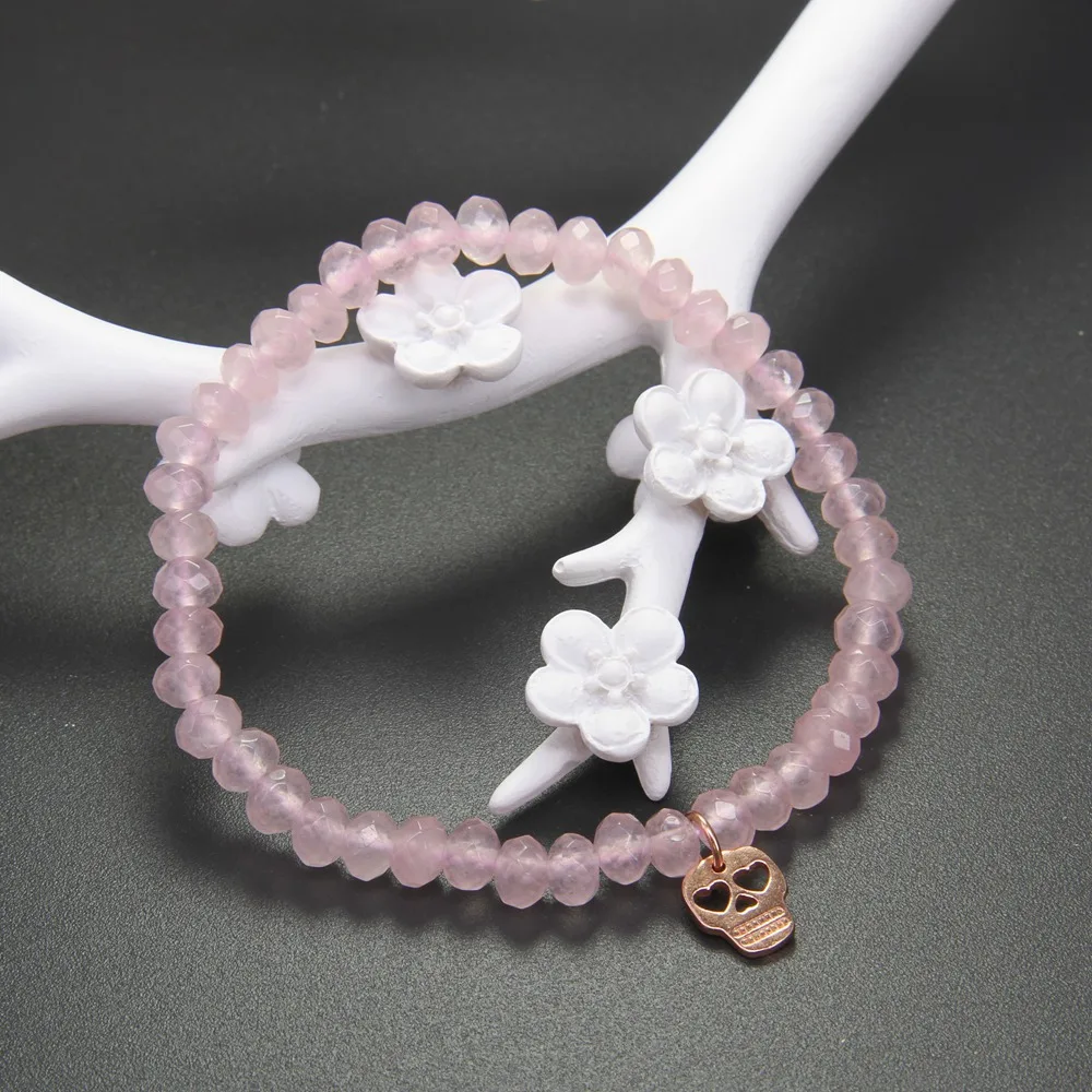 Браслет из бисера Томаса розового кварца стерлингового серебра 925 пробы цвета