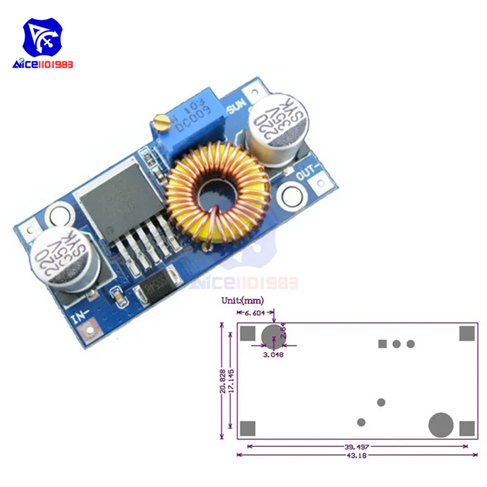 Diymore XL4015 Регулируемый DC Бак Шаг вниз Питание модуль 5A Макс 5V 30V DC/DC 0 8 V 24V 300