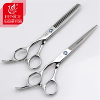 fenice 6 0 inch hairdressing scissors high quality set left handed tool cutting and thinning shears blue diamond screw
