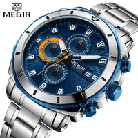 megir men watch business full steel quartz watches chronograph men casual waterproof date sports watch clock relogio masculino