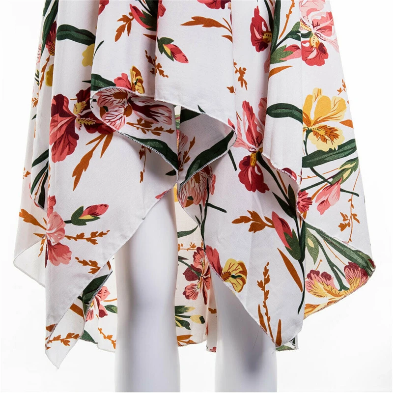 Новое модное женское платье в стиле бохо с цветочным принтом на бретелях без