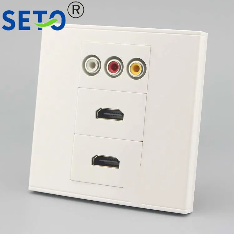 Настенная лицевая пластина SETO 3RCA AV + двойной порт HDMI разветвитель лицевой панели |