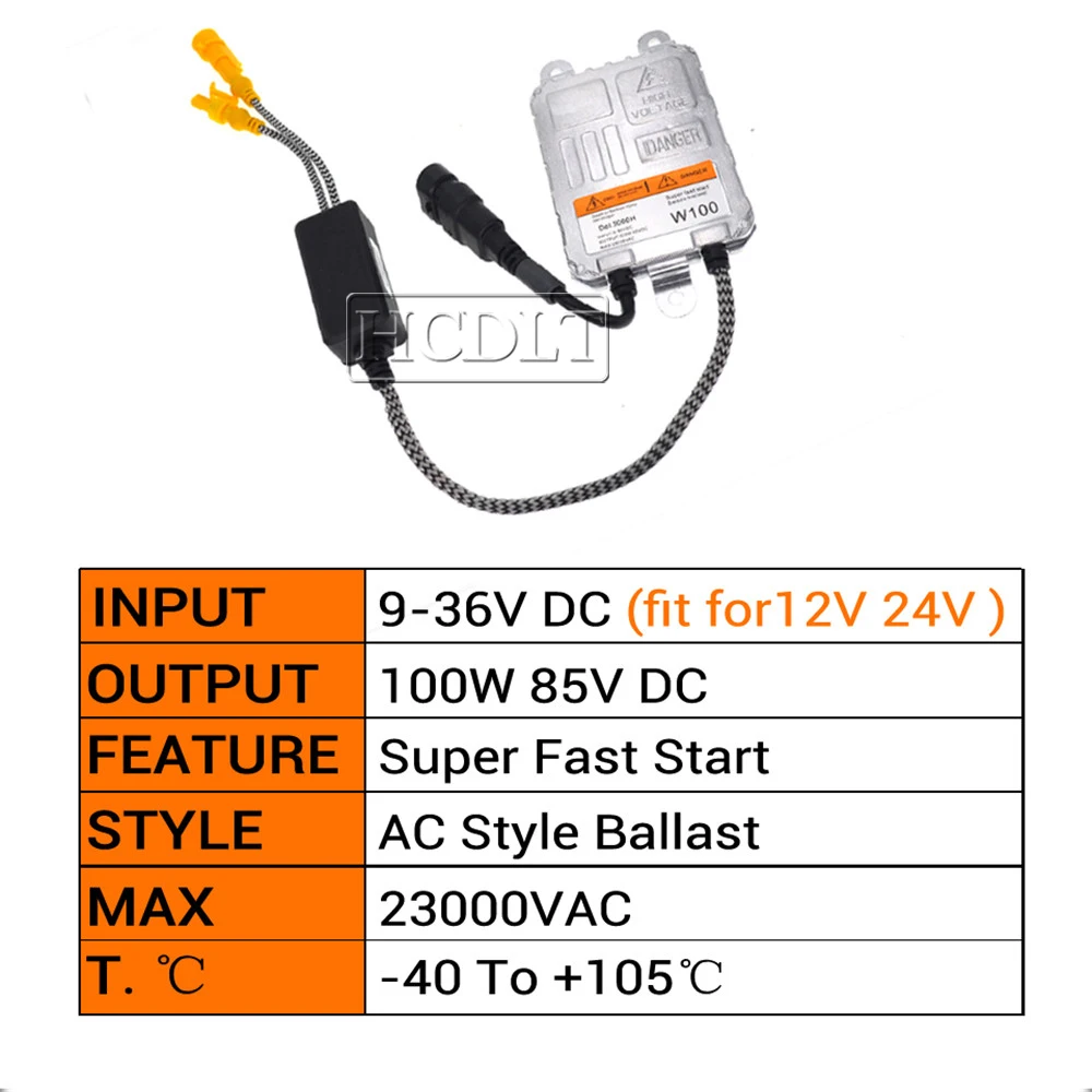 HCDLT высокомощный Универсальный 12 В 24 в 100 Вт HID балластный блок зажигания для