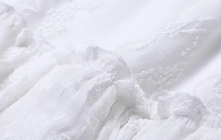 

Summer Dress 2019 New 100% Silk Elegant Round Neck Flare Sleeve Solid Colour Embroidery White Party Dress Irregular Vestidos