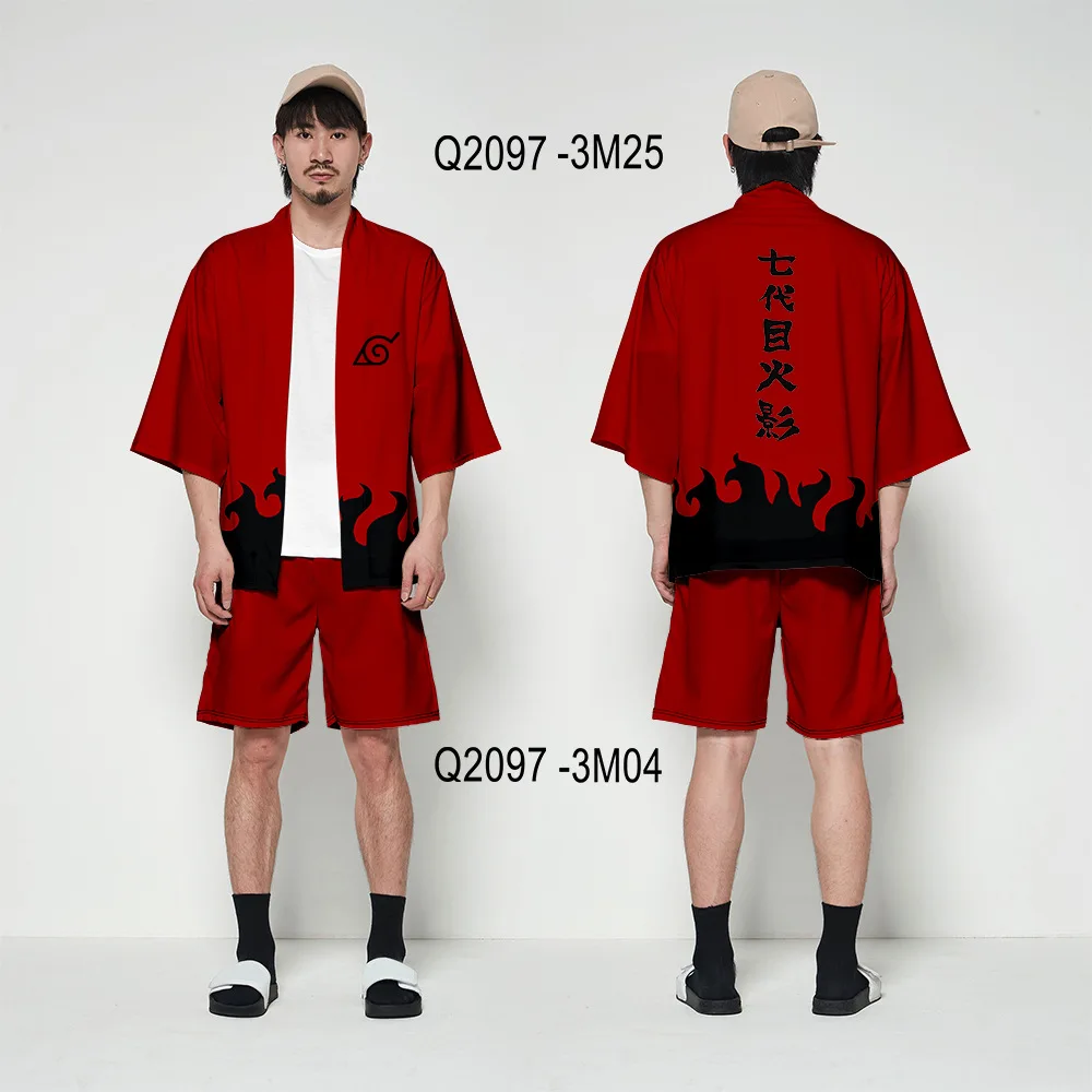 Аниме Наруто йондайме Hokage японское кимоно для мужчин кардиган рубашка блузка юката для мужчин хаори Obi одежда Самурай Косплей Костюм - Цвет: D2