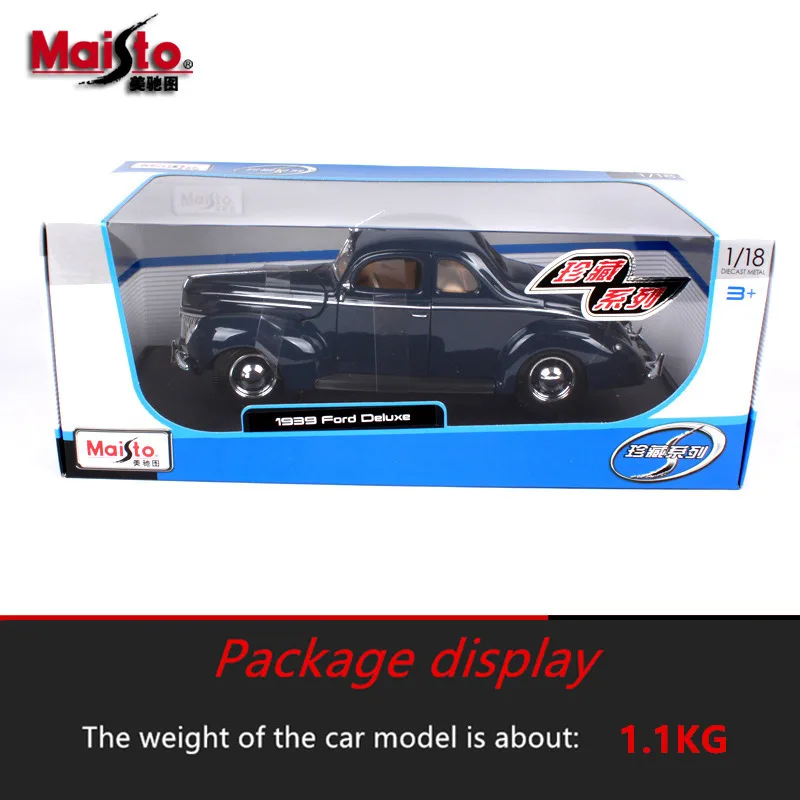 Ретро модель автомобиля Maisto 1:18 1939 Ford Deluxe coupe классическое литье под давлением из