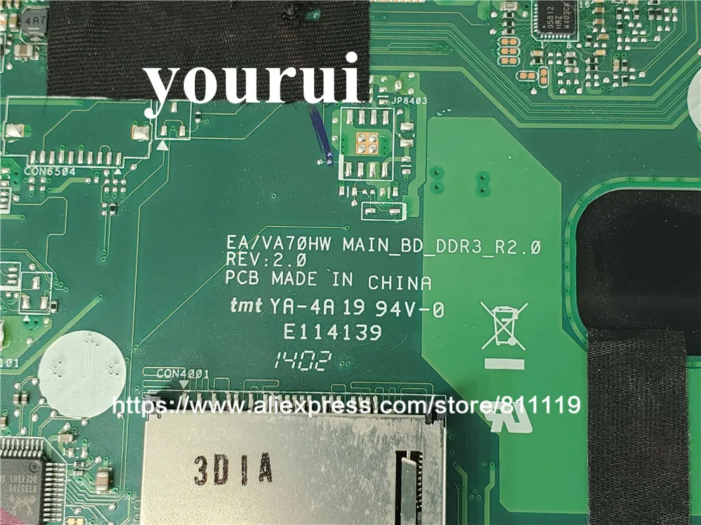 NB. Mhl11001 материнская плата MHL11.001 EA VA70HW для Acer aspire ноутбука DDR3L GT720M