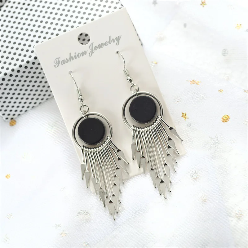 Fashion Bohemian Tassel Metal Earrings Temperament Simple Creative Vertical Geometry for Women Jewelry X146 | Украшения и