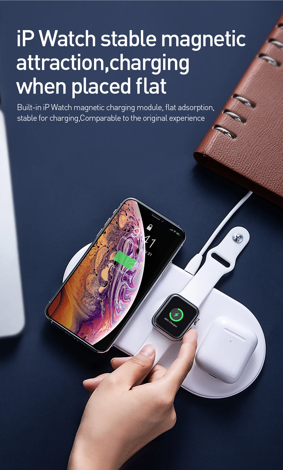 Baseus Smart 3 в 1 Qi Беспроводное зарядное устройство для Apple Watch iPhone XS samsung S10 10 Вт 3,0 Быстрая зарядка для i Watch и наушников